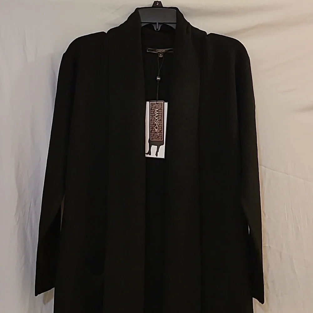 Max Sport Black Knit Long Cardigan Sweater - Picture 7 of 9